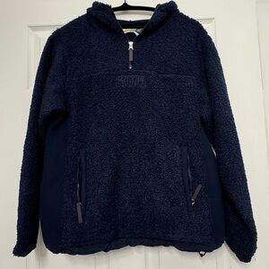 KITH Mens Bonded Sherpa Quarter Zip Hoodie Navy Blue